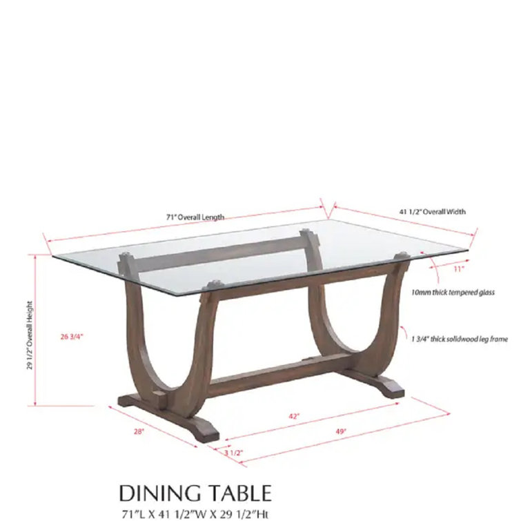 Red Barrel Studio® Glass Top Solid Wood Base Dining Table Wayfair